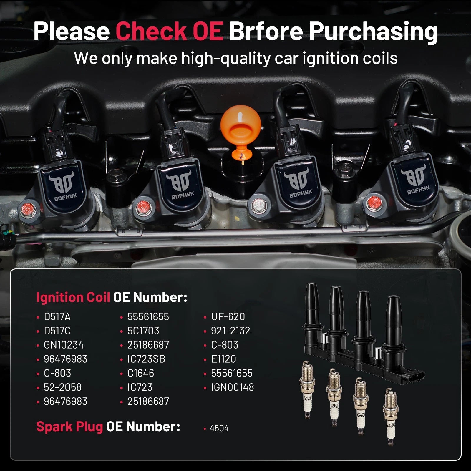 Set of 1 Ignition Coil & 4 Spark Plugs for Chevy Cruze Sonic (2011–2016)