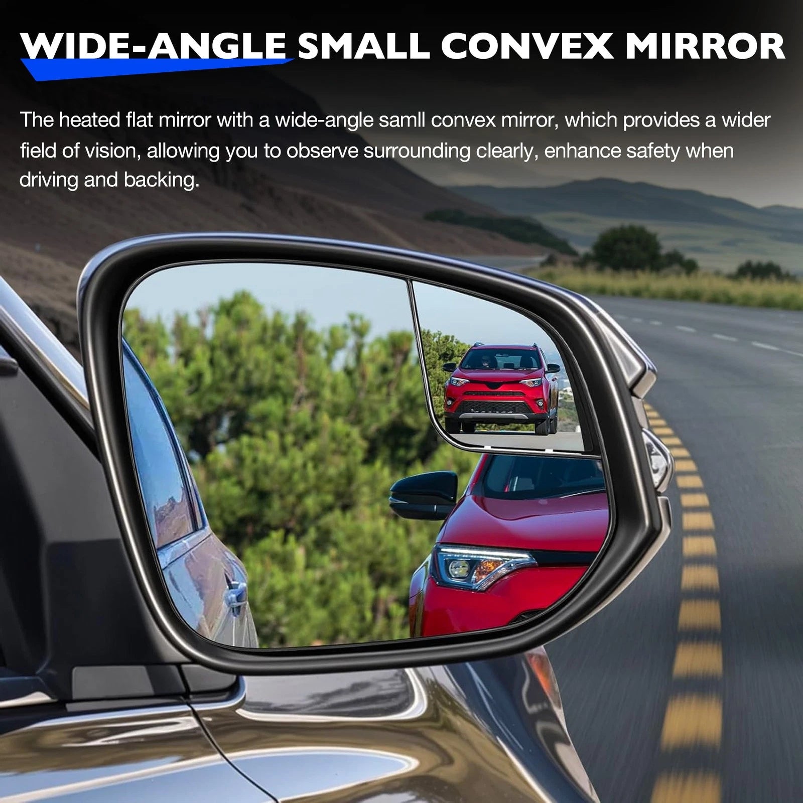 Right Passenger Side Convex Mirror Glass w/ Power Heated for Toyota Sienna (2014–2020)