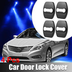 Set of 4 Car Door Lock Latch Covers for Hyundai Kia (Stainless Steel, Black)