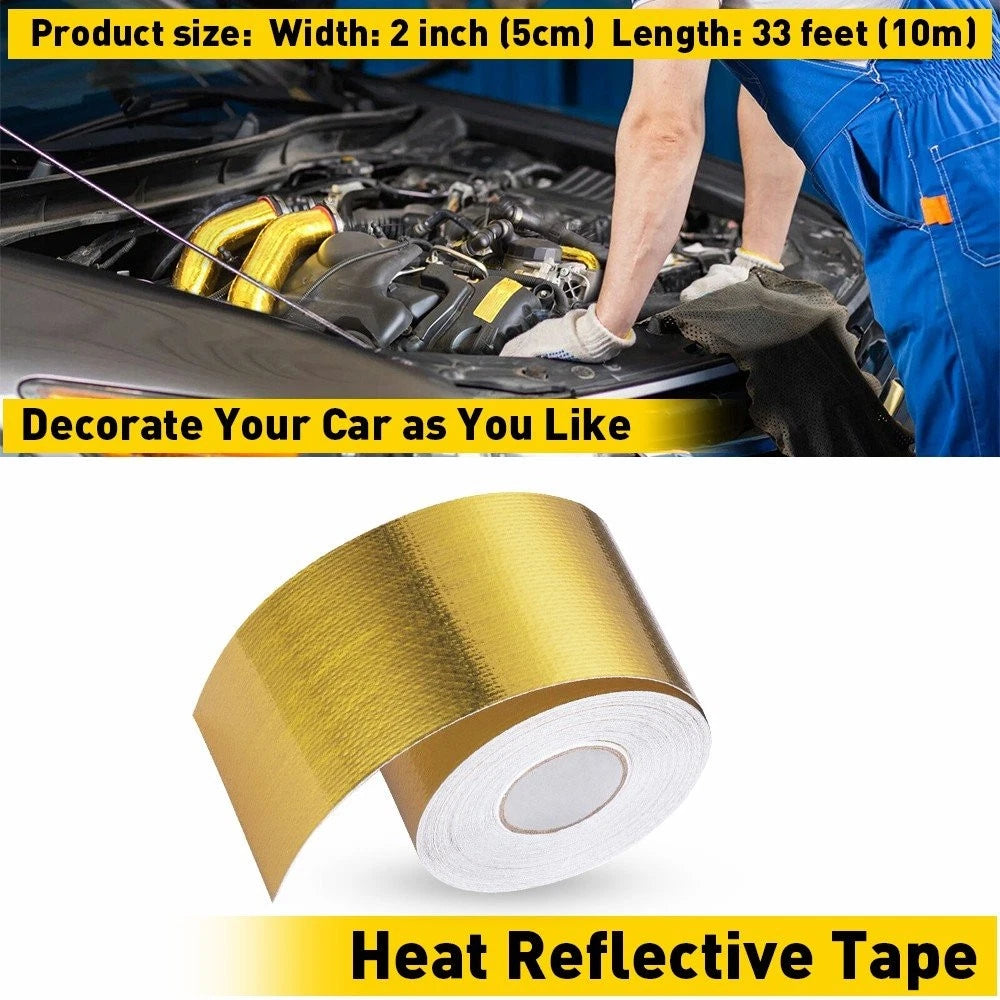 33 Feet Reflective Heat Wrap Barrier Tape for Automotive Protection