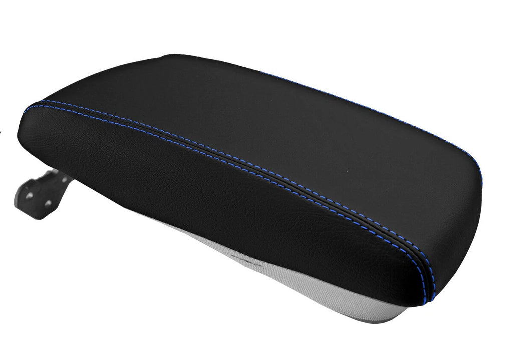 Leather Console Lid Armrest Cover for Hyundai Genesis Sedan (2009–2014) Blue Stitch