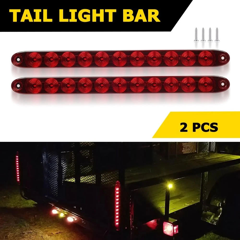 2X 15" Red LED Truck Trailer Strip Brake Lights Rear Turn Tail Light Bar