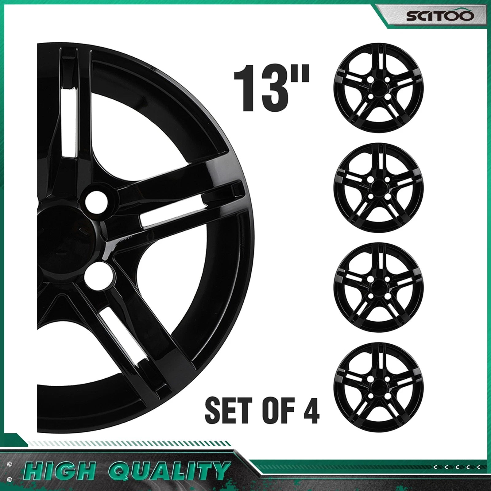 Set of 4 Snap On Full Wheel Covers for R13 Tire & Rim (Fits 13 Inch)