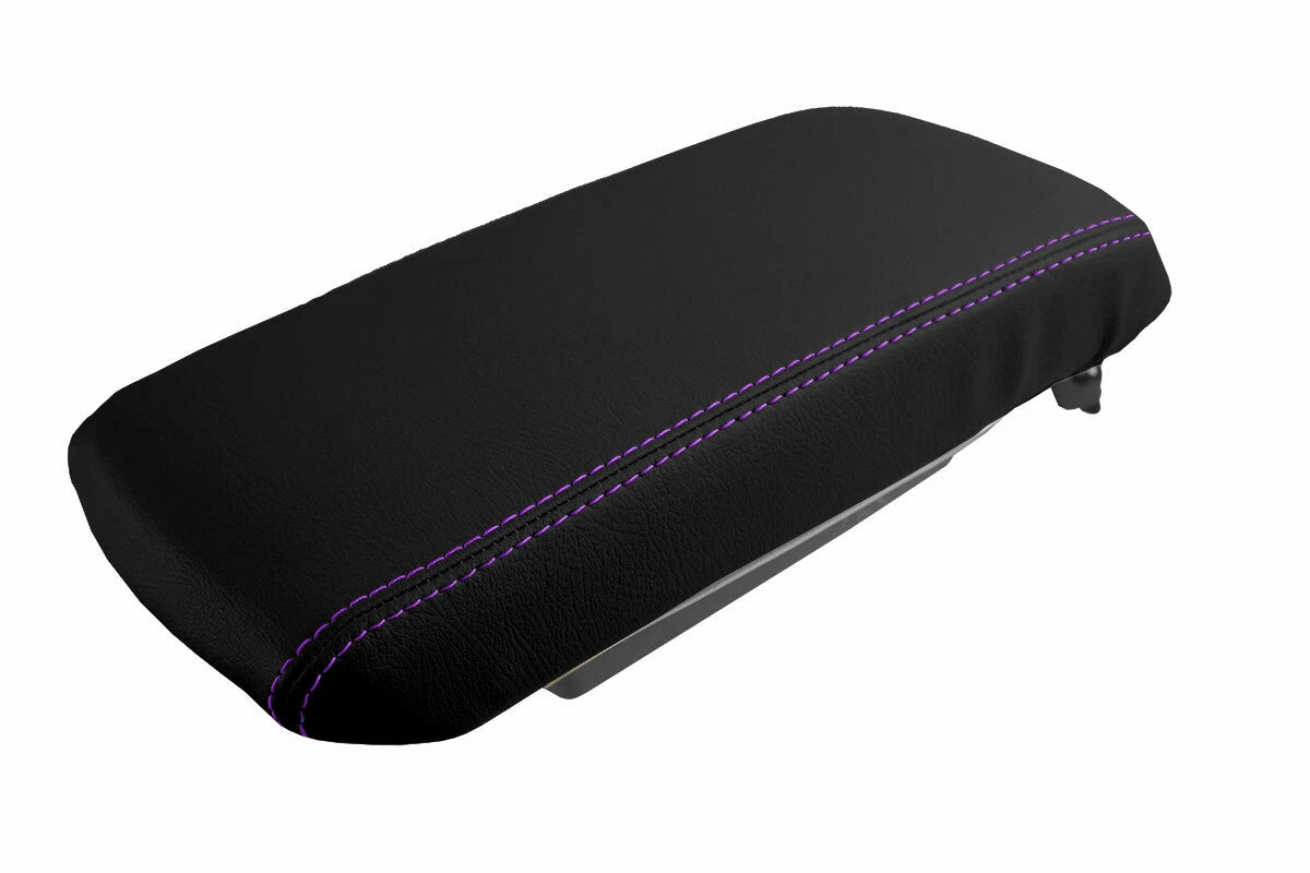 Leather Console Lid Armrest Cover for Dodge Avenger (2008–2014) Purple Stitch