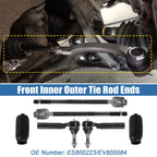 6pcs Front Inner Outer Tie Rod End Links for Cadillac Escalade (2002–2023) No. ES800223