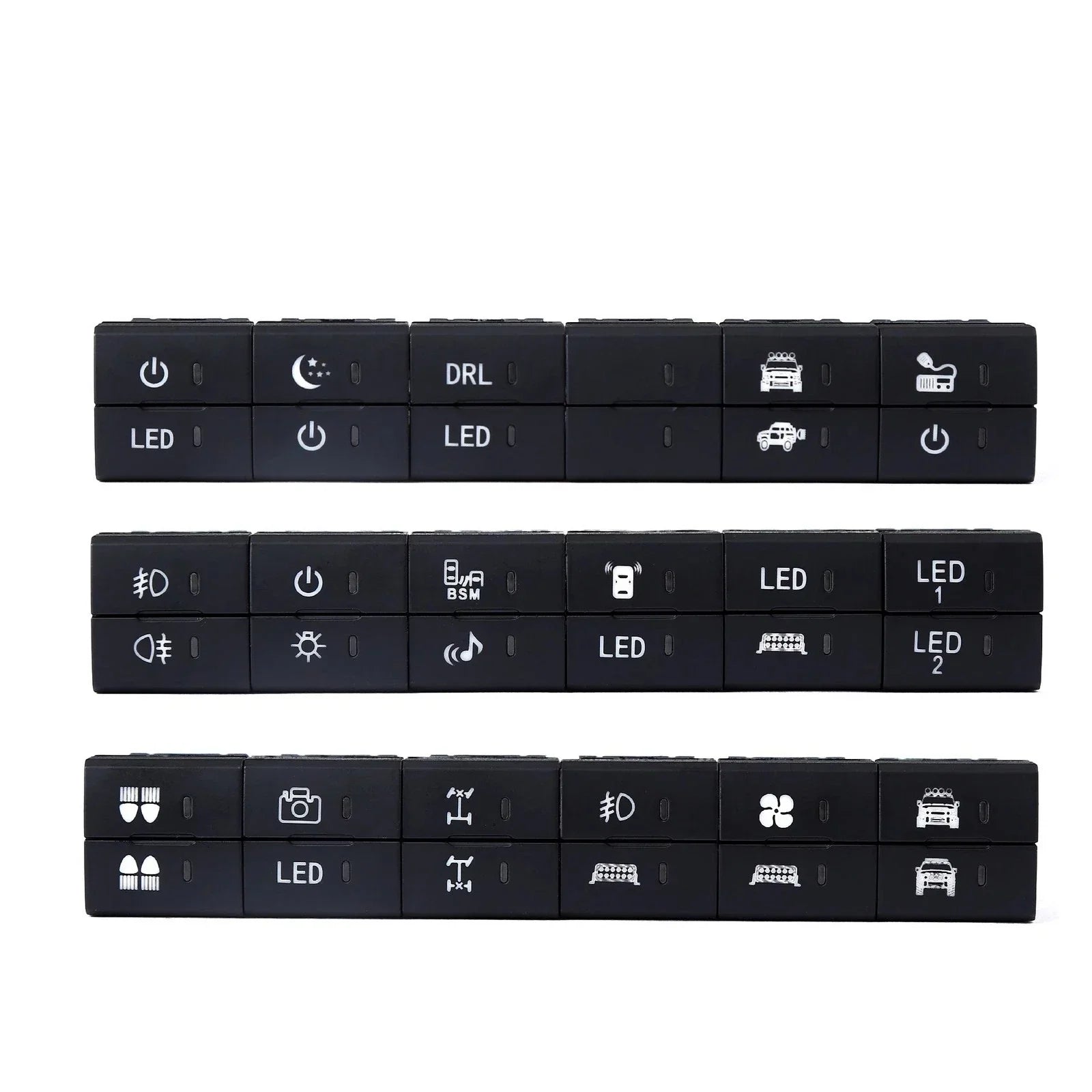 LED Dual Dashboard Control Square Switch Button Harness for Toyota