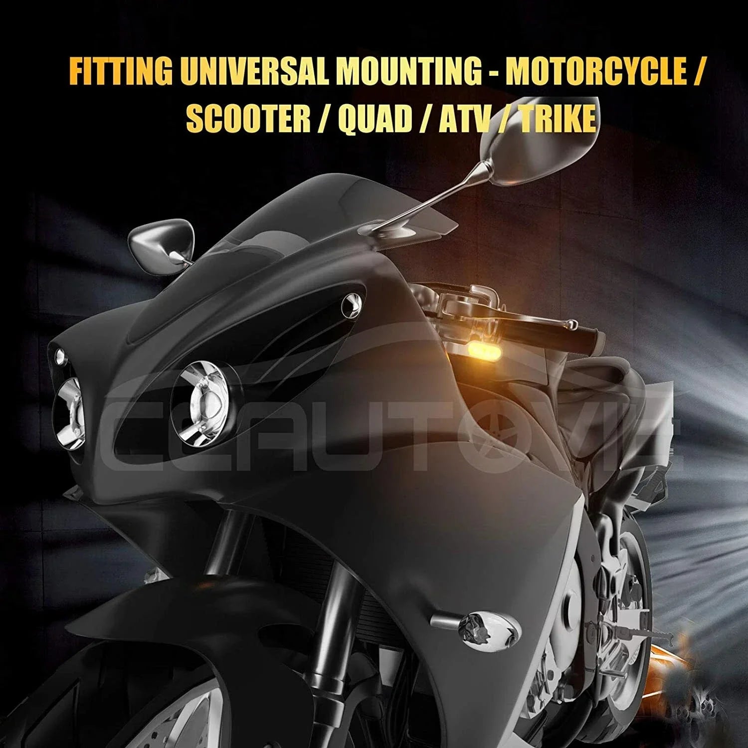 4 x LED Turn Signal Indicator Lights for Motorcycle Handlebar - Black