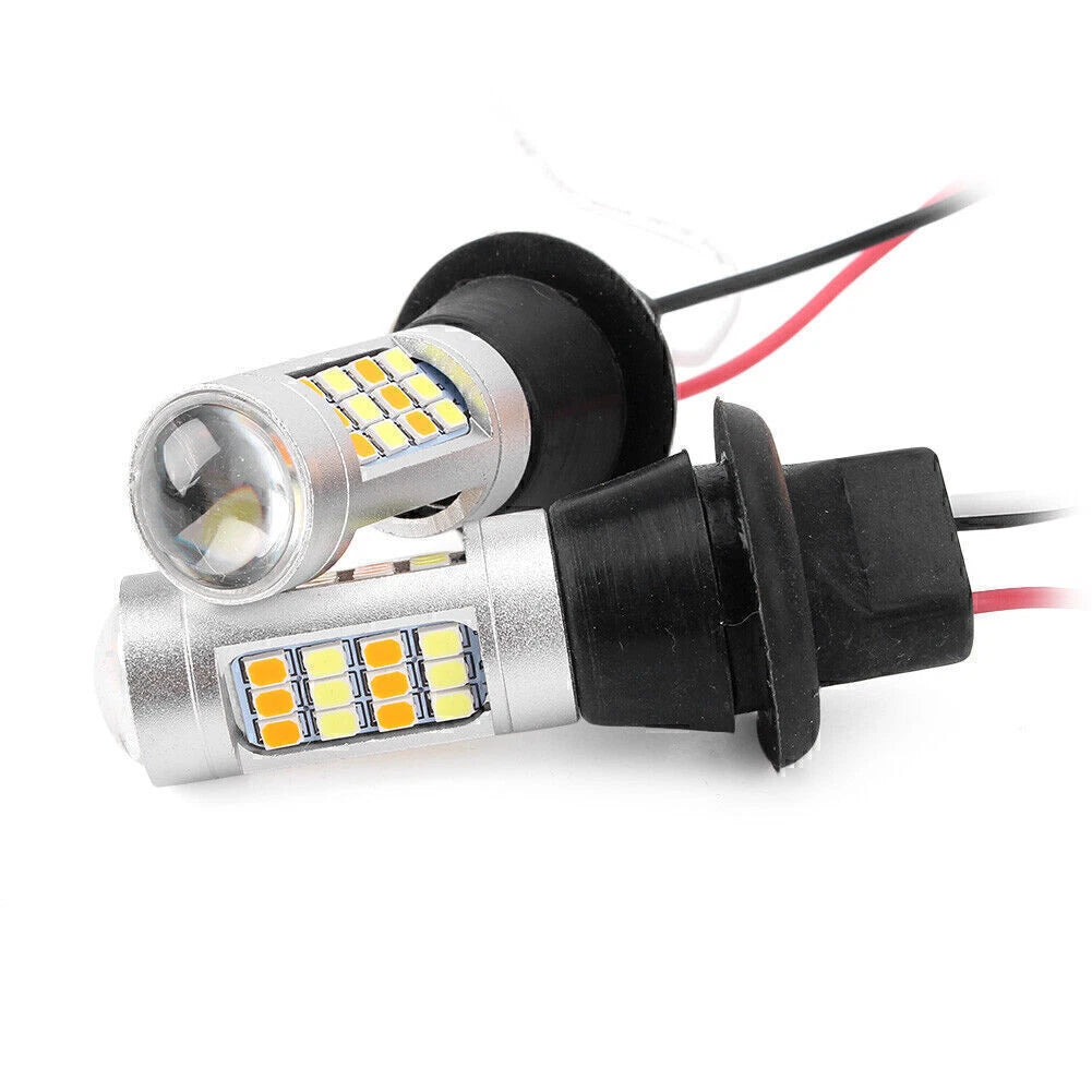 2X T20 7440 42-SMD 2835 50W Dual Color Switchback LED for Vehicles