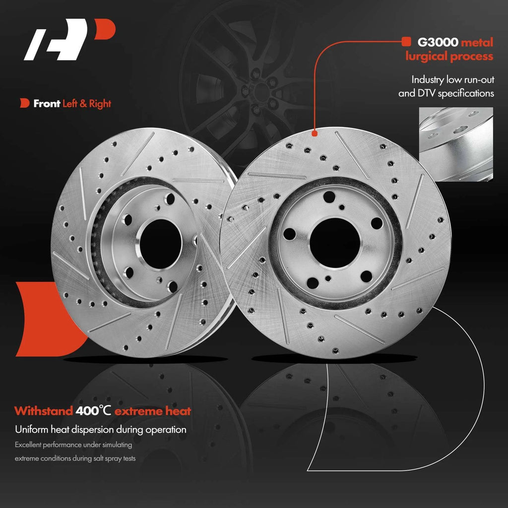 Front Side Drilled Rotors & Ceramic Pads for Toyota Camry Avalon Lexus (2018–2022)