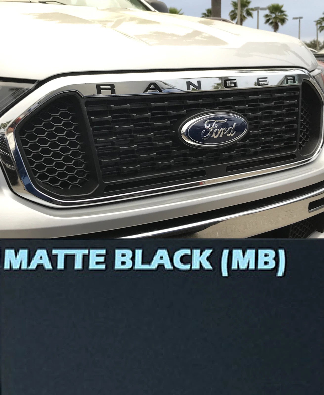 Grille Letters ABS Inserts Matte Black for 2019-2023 Ford Ranger