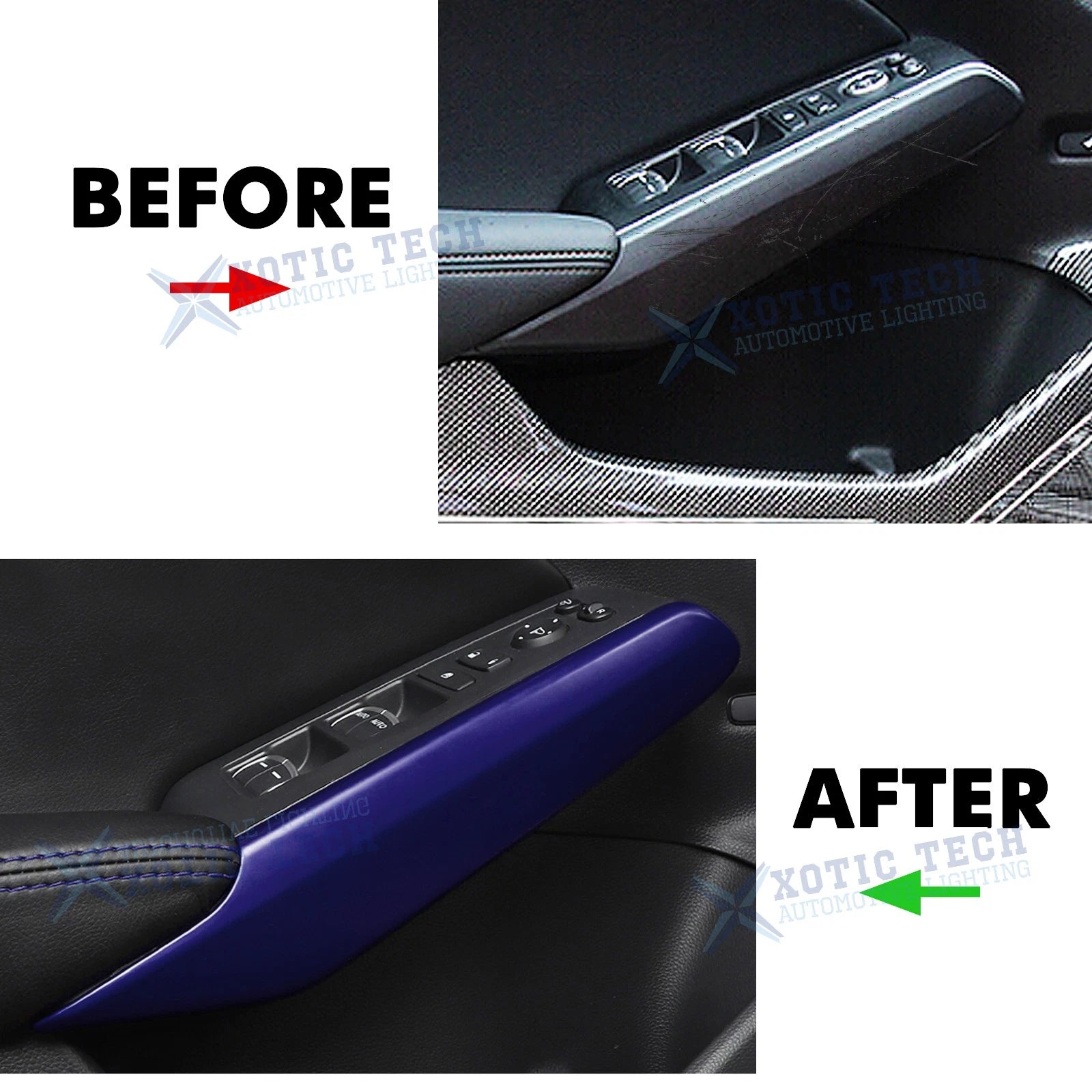 4X Blue Interior Window Switch Armrest Cover Trim for Honda Civic (2022-2026)