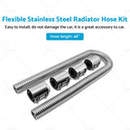 48" Flexible Stainless Steel Radiator Hose Kit for Cars with Chrome Caps