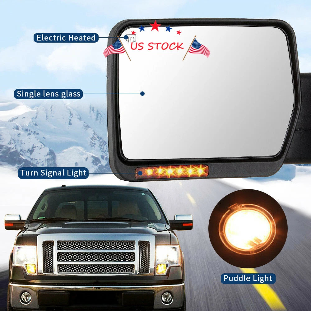 Towing Mirrors for Ford F-150 (2004–2014) - Power Heated, Chrome