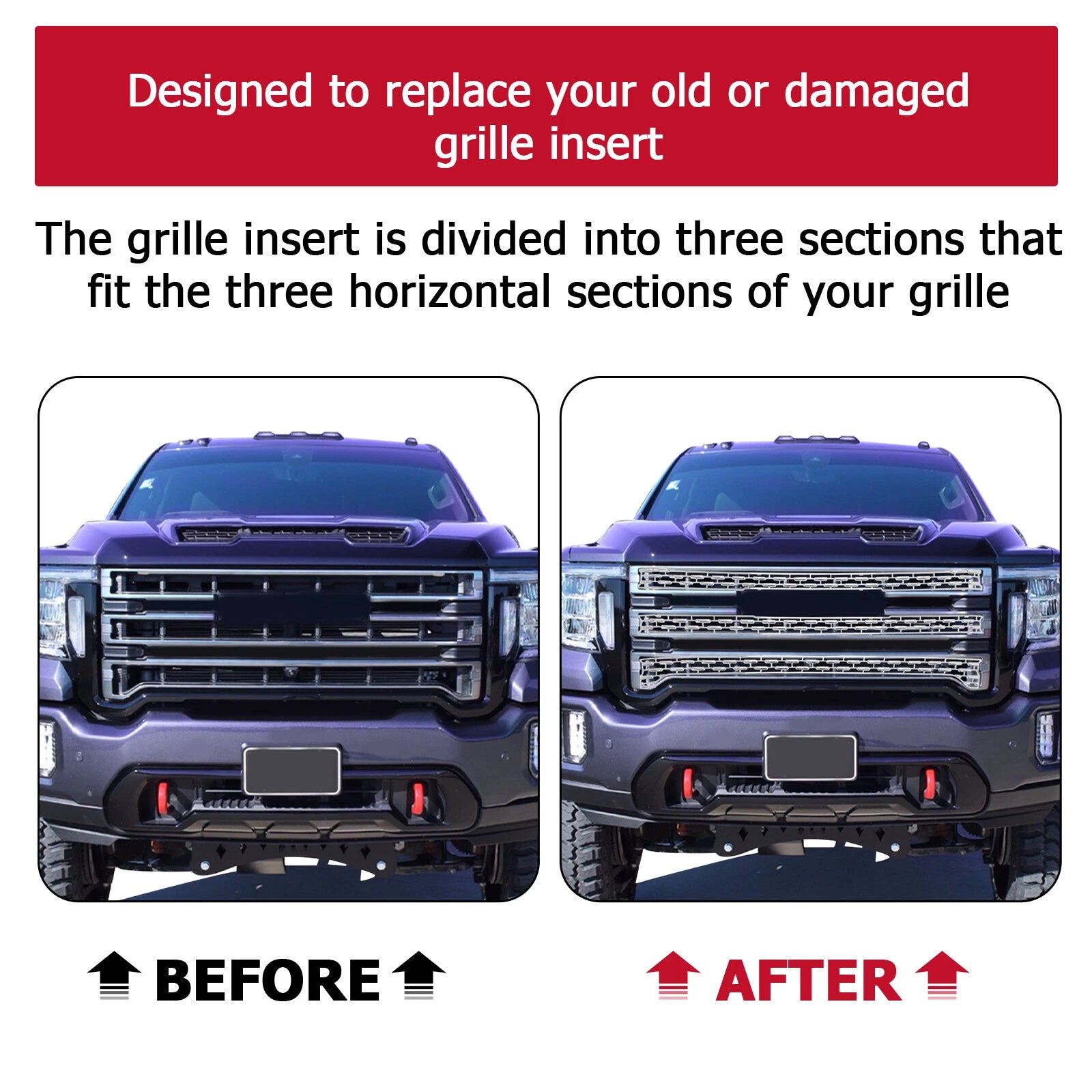 Chrome Grille Overlay Inserts for GMC Sierra 2500 3500 HD (2020–2023)