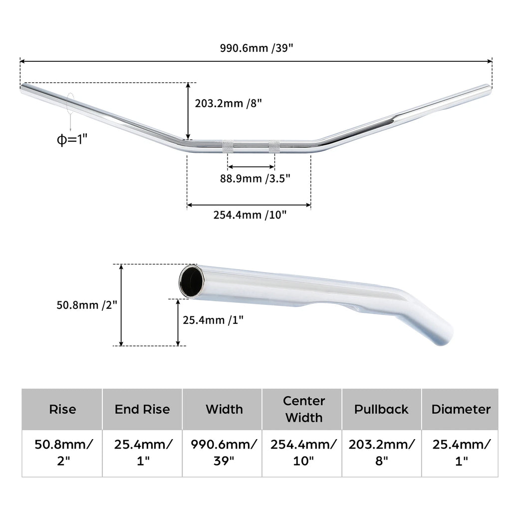 Chrome 1" Handlebar for Harley Road King Dyna Sportster Softail