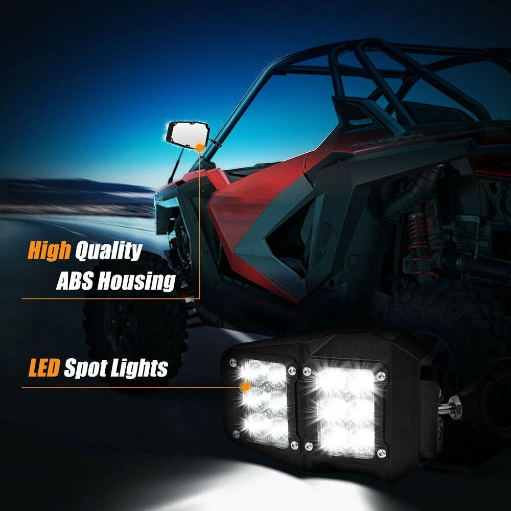 Rear View Side Mirrors with LED Lights for Polaris RZR