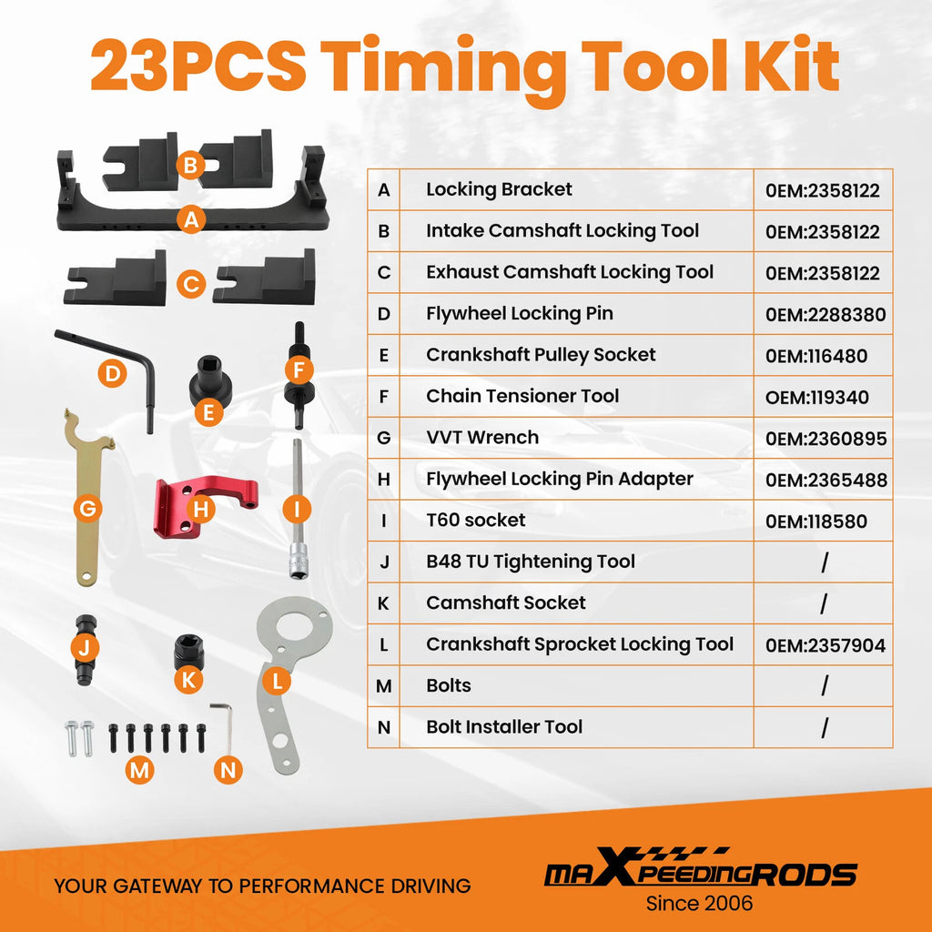 Camshaft Alignment Timing Tool Kit for BMW MINI B38 A15 A12 B48 A20 B58 (2015–2023)