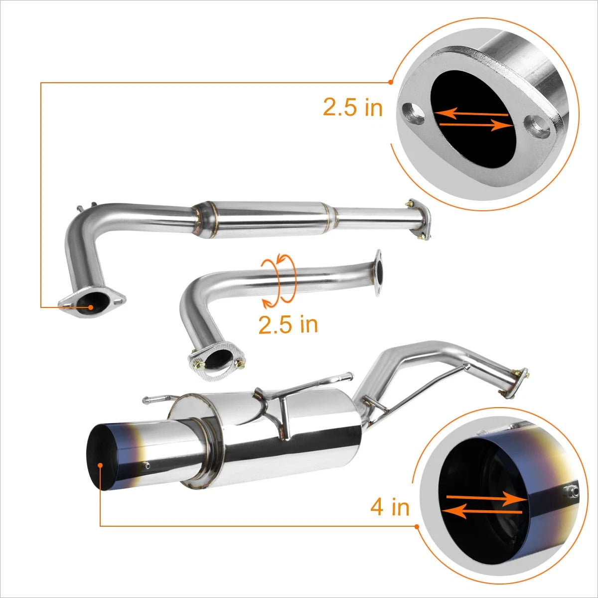 4" Burnt Muffler Tip Catback Exhaust System for Nissan Maxima A33 (2000–2003)