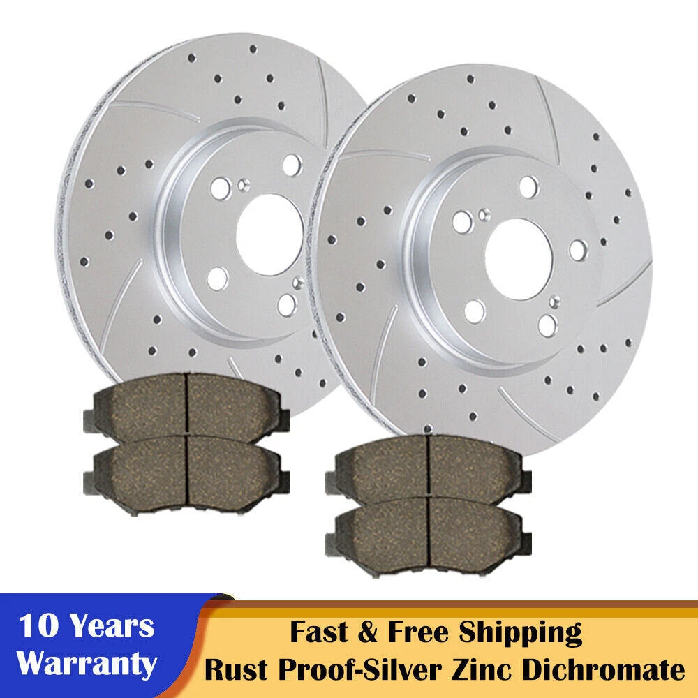 Front Slotted Rotors & Brake Pads for Toyota Corolla Vibe Matrix (2003–2008)