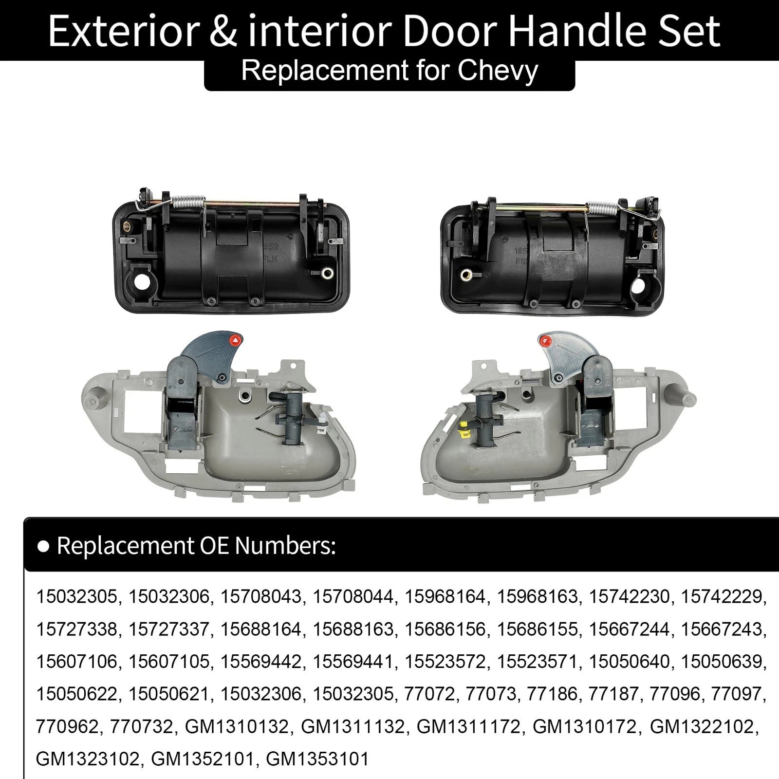Exterior & Interior Door Handles for Chevy C/K 1500 2500 3500 Suburban (1988–2000)