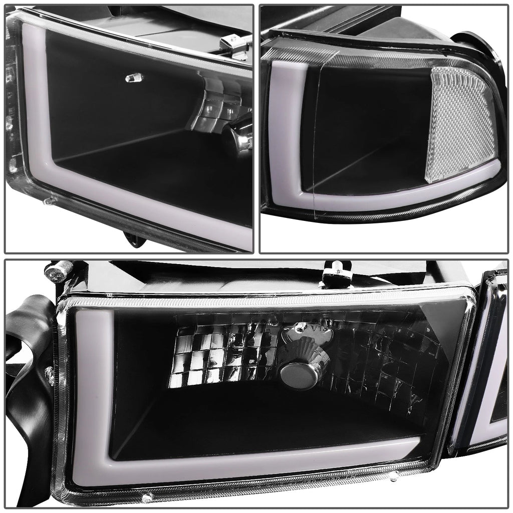 LED DRL Headlights for Dodge Ram Truck (1994–2002) Black Housing Clear Corner