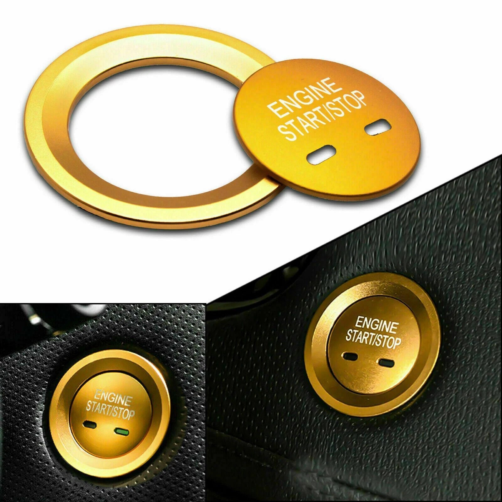 Keyless Ignition Switch Start Gold Trim Cover for Chevy GMC (2007–2013)