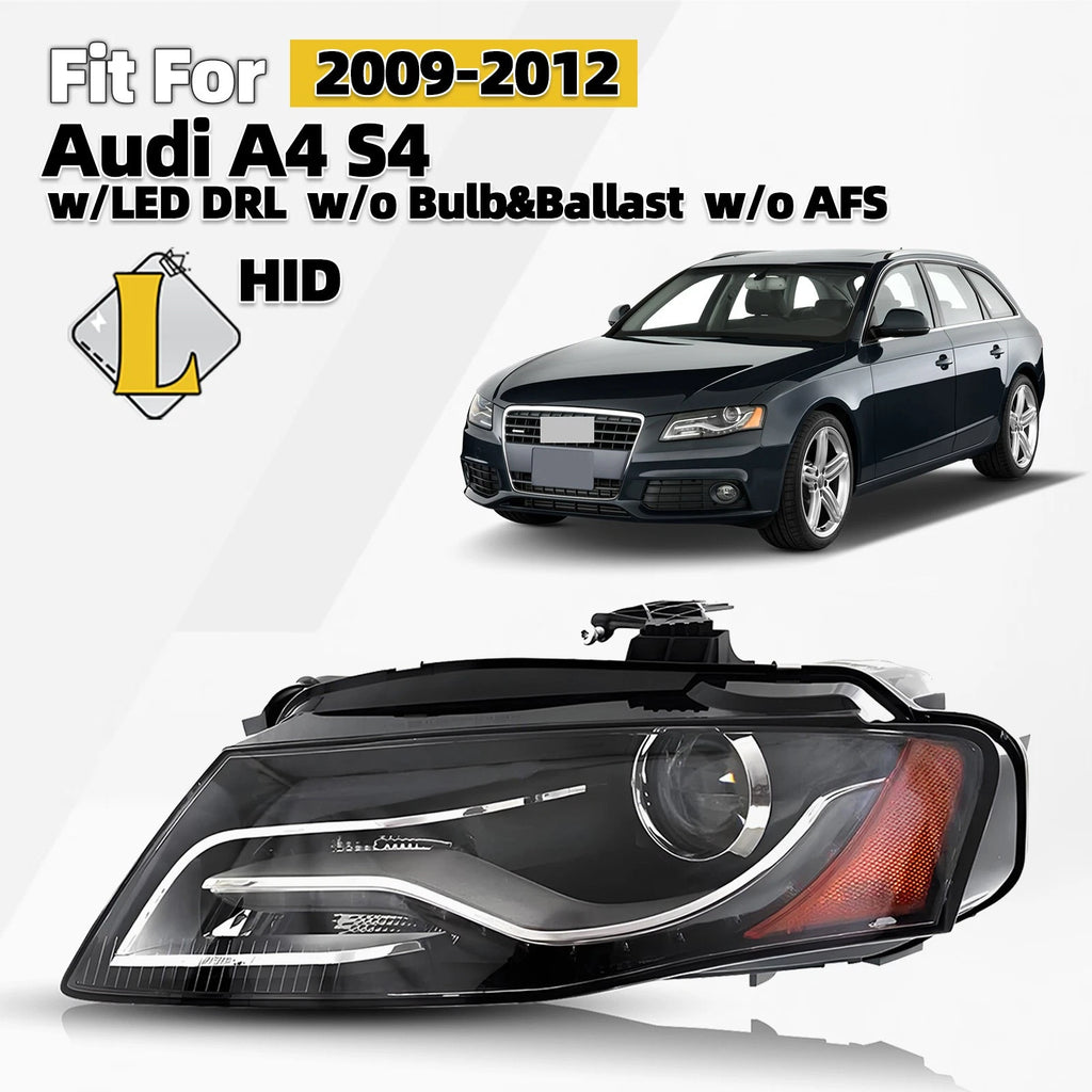 HID Headlight with LED DRL for Audi A4 S4 (2009–2012) - Left Driver