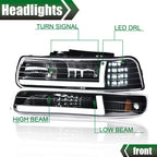 LED DRL Headlight and Bumper Lamps for Chevy Silverado 1500 2500 HD (1999–2002)