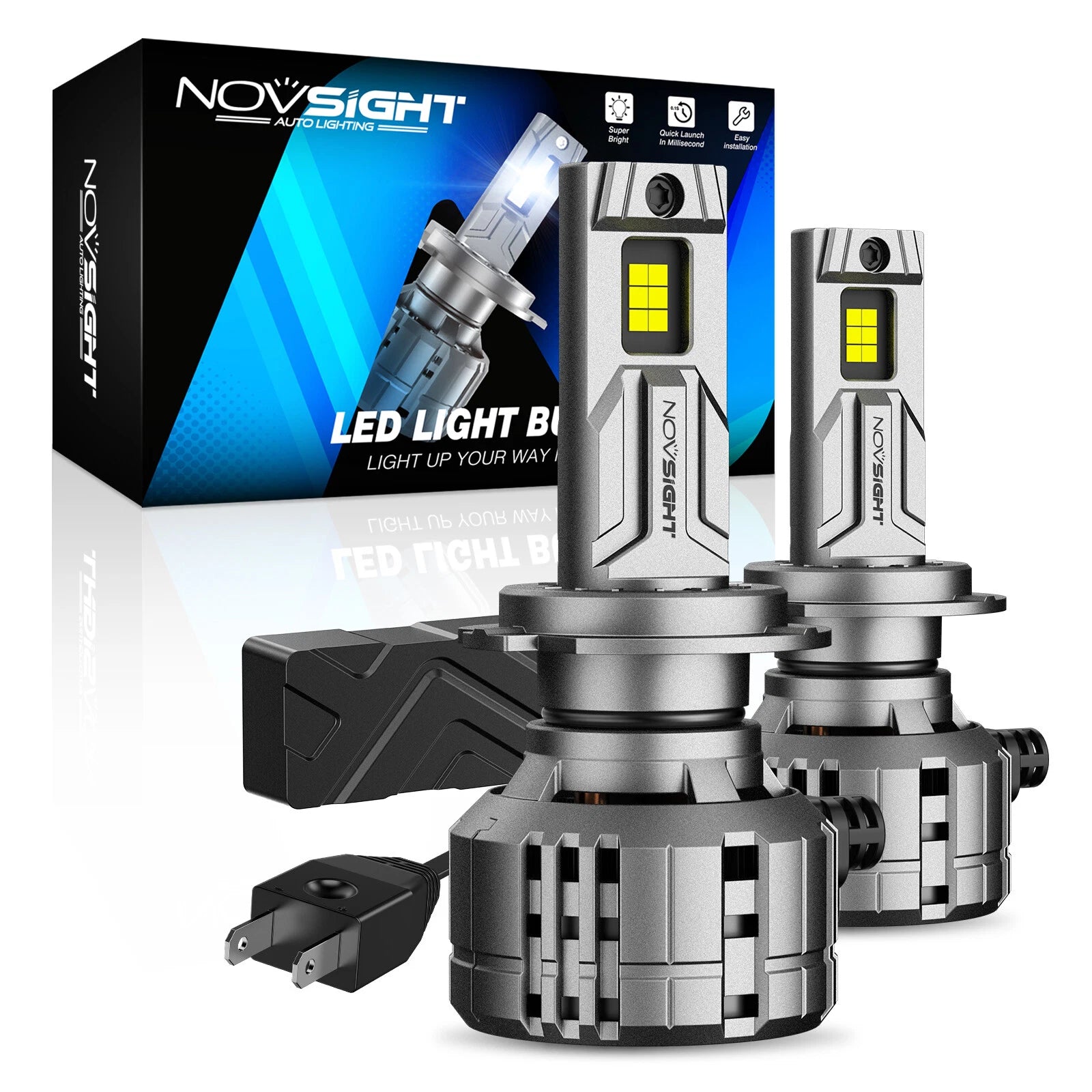 2X H7 LED Headlight Bulbs for NOVSIGHT Conversion Kit (6500K)