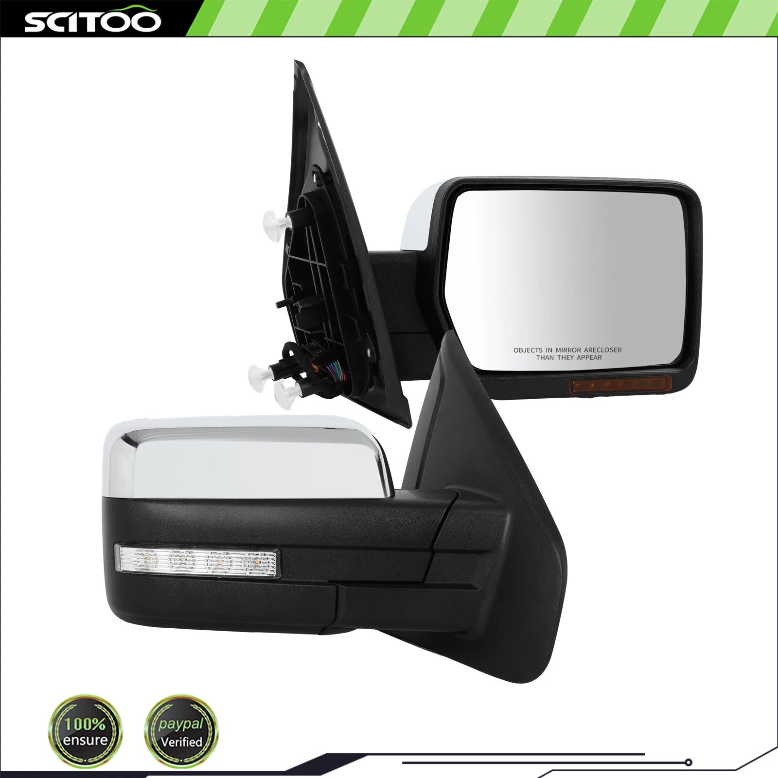 Tow Mirrors for Ford F150 (2004–2014) Chrome Power Heated Puddle Light
