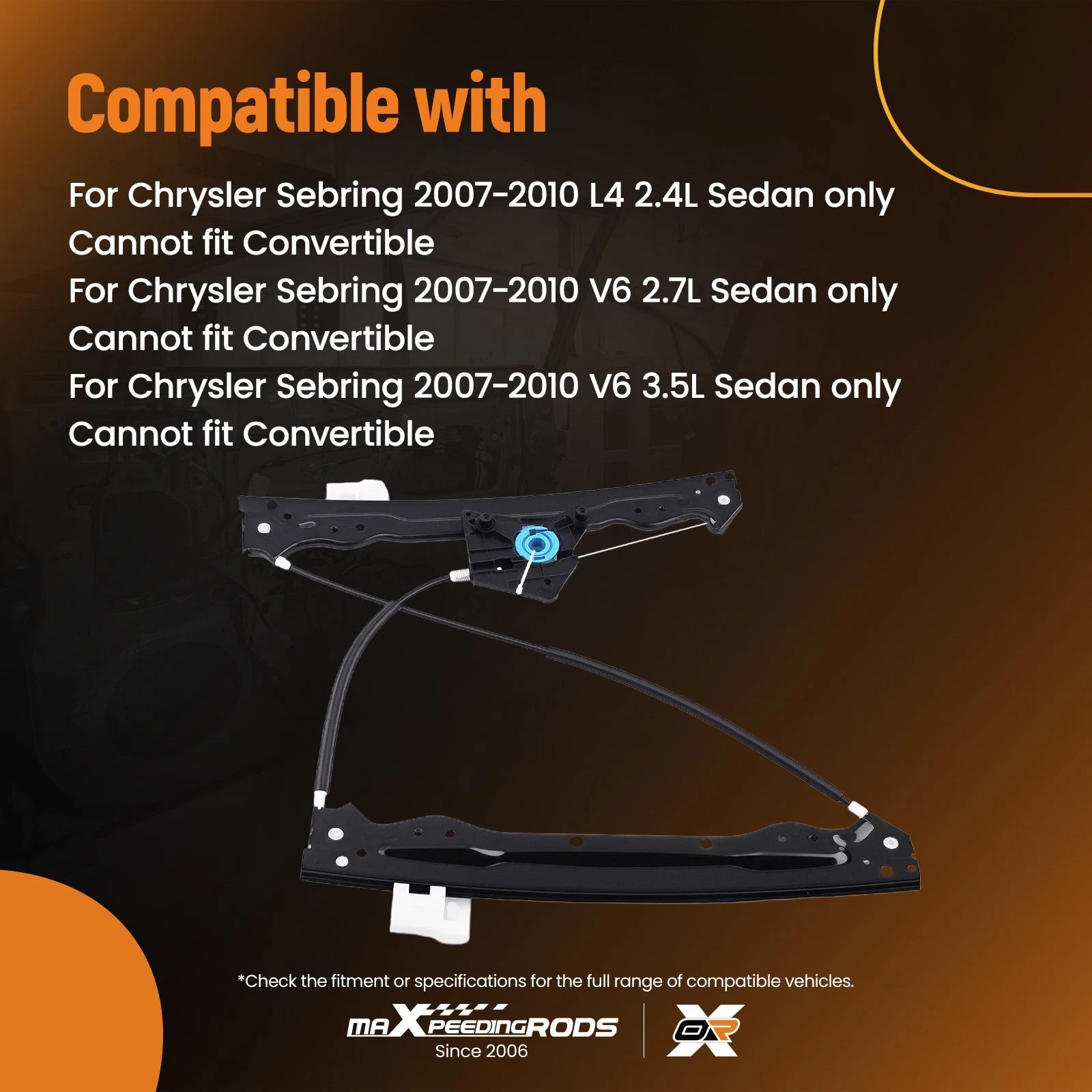 Front Right Window Regulator Assembly for Chrysler Sebring (2007-2010)