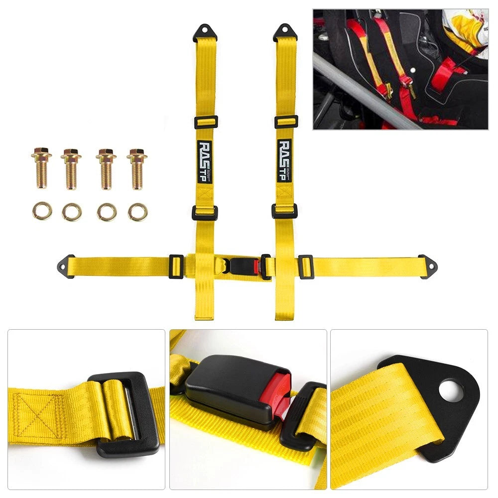 2X 4 Point Buckle Seat Belt Harness for Racing Car UTV ATV Go-Kart