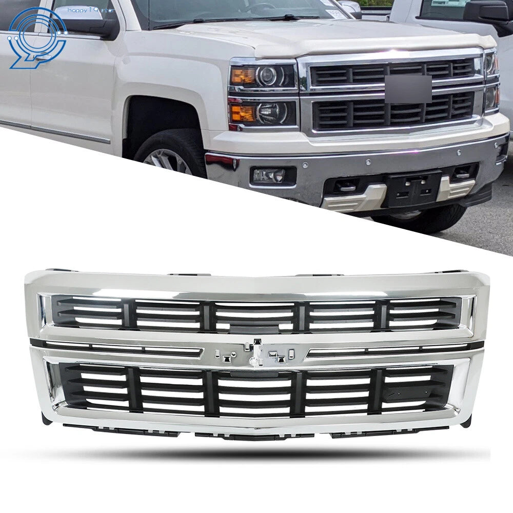 Black Chrome Front Bumper Grille for Chevrolet Silverado 1500 (2014–2015)