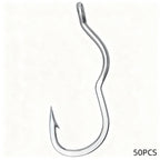 50pcs Low-Damage Fishing Hooks Reversible Anti-Slip with Barb