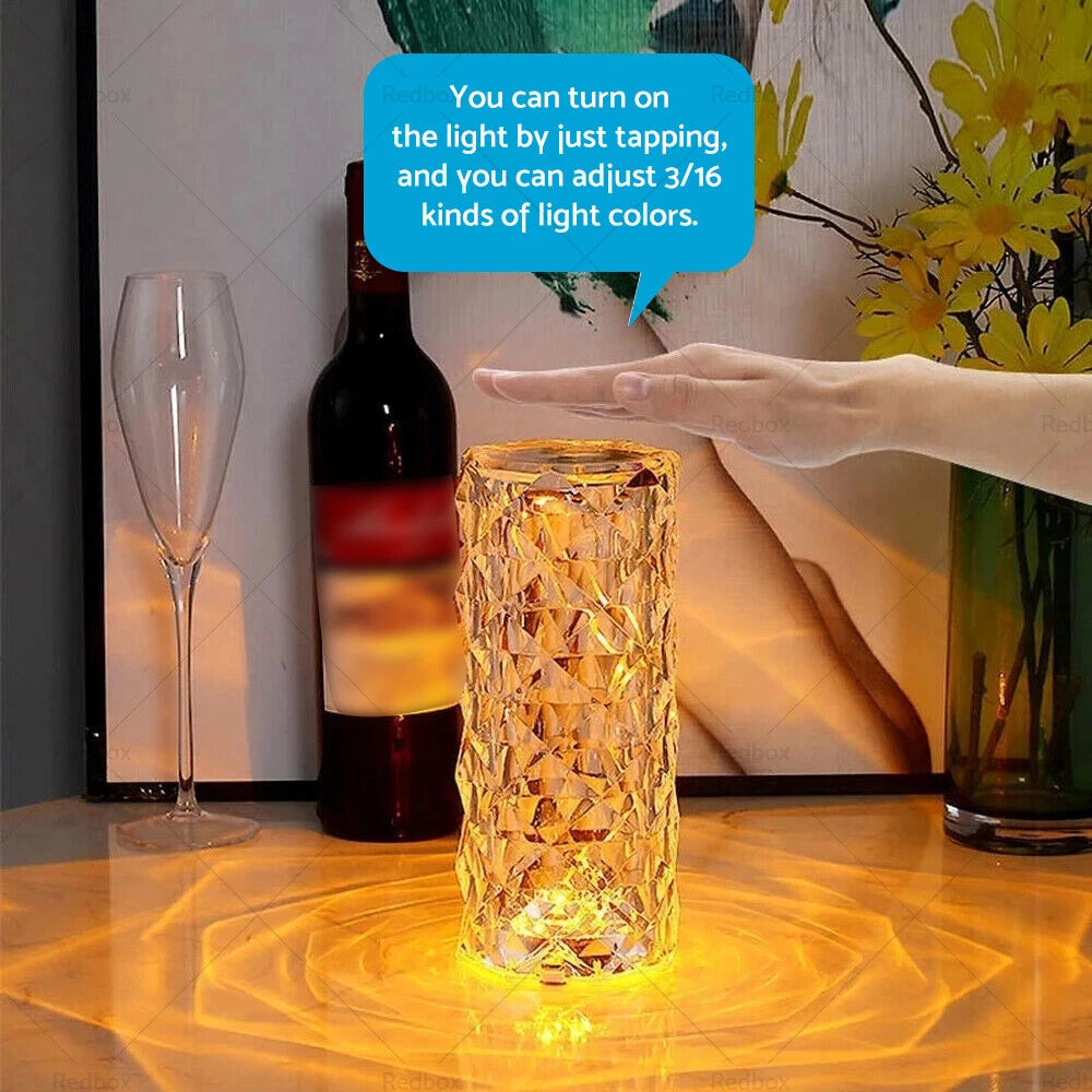 Crystal Table Lamp for USB 3/16 Color LED