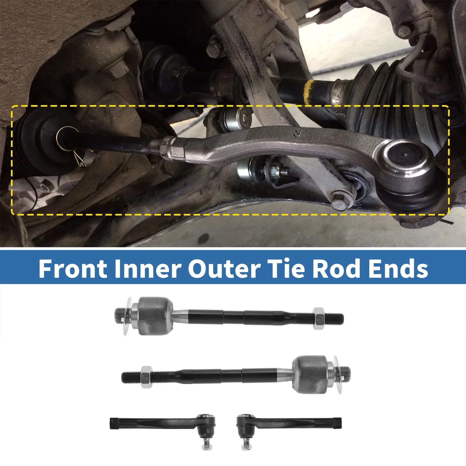 Set of 4 Front Inner Outer Tie Rod End Links for Suzuki Swift+ (2004–2009)
