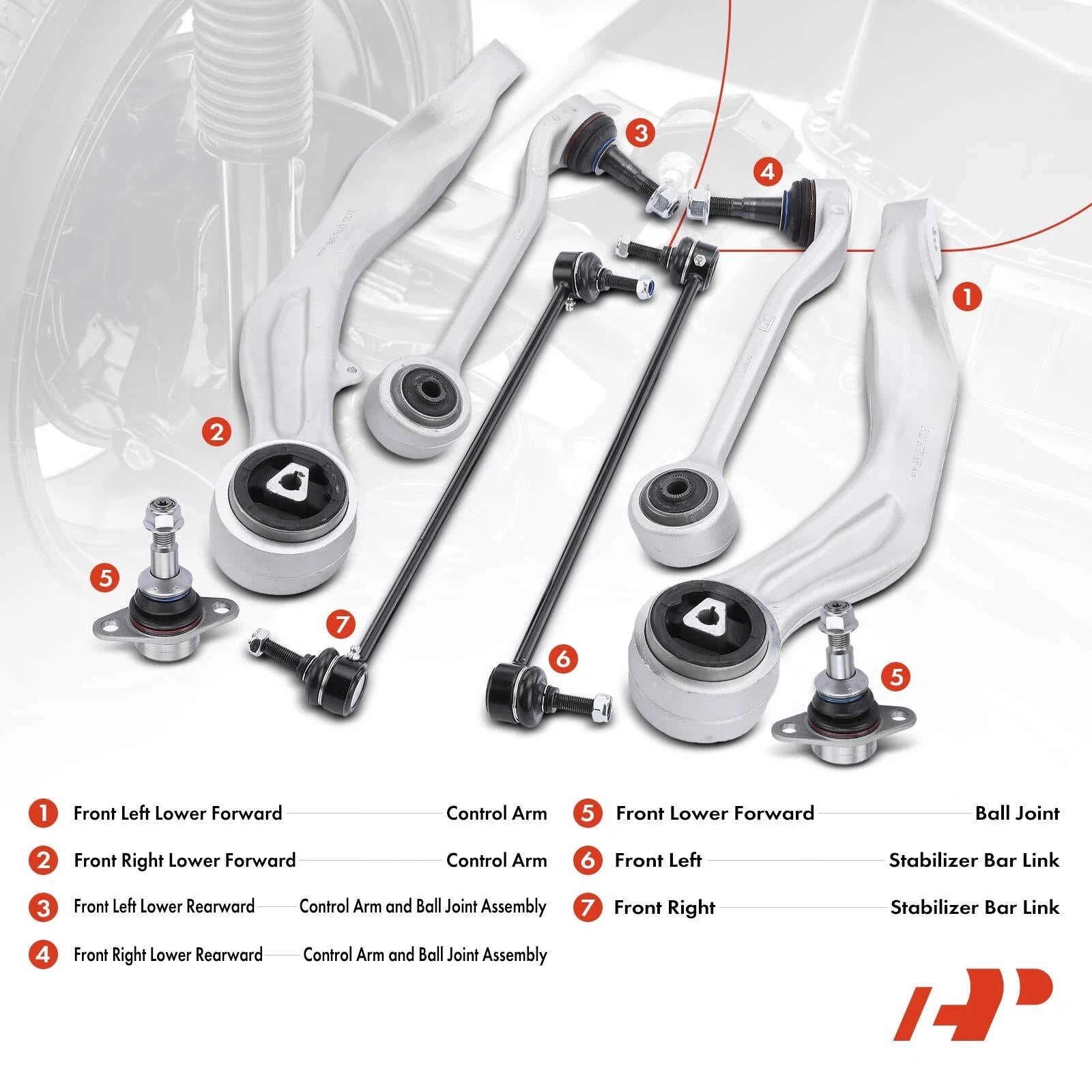 Set of 8 Front Control Arm Ball Joints Sway Bar Links for BMW E60 F10
