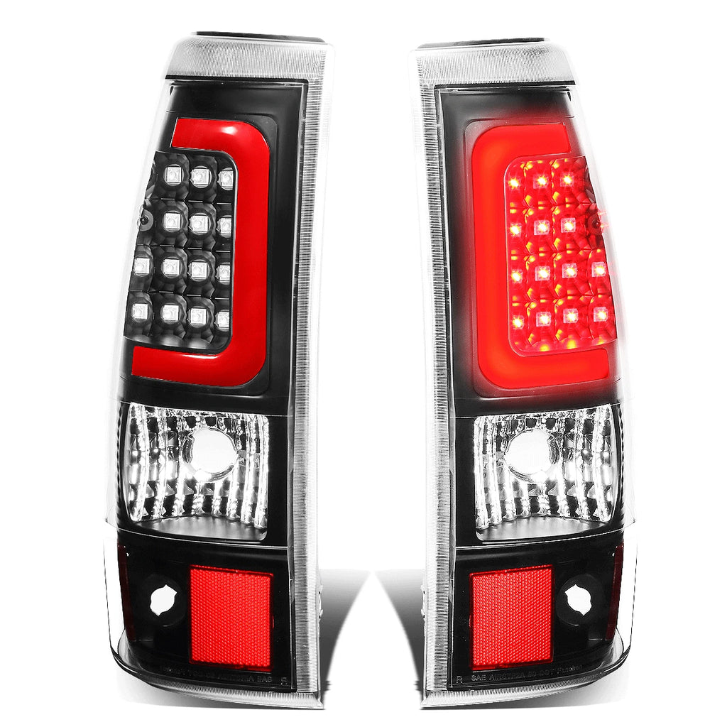Red LED C-Tube Bar Tail Brake Light Lamps for Silverado Sierra (2003–2007)