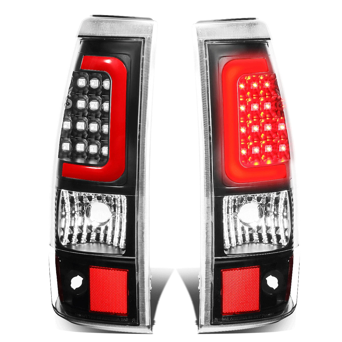 Red LED C-Tube Bar Tail Brake Light Lamps for Silverado Sierra (2003–2007)