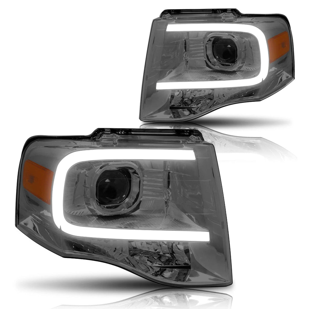 LED DRL Projector Headlight for Ford Expedition (2007–2014) Smoked Lens Amber Corner