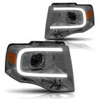 LED DRL Projector Headlight for Ford Expedition (2007–2014) Smoked Lens Amber Corner