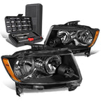 Pair of Headlight Lamps for Jeep Grand Cherokee (2011–2013) Black/Amber