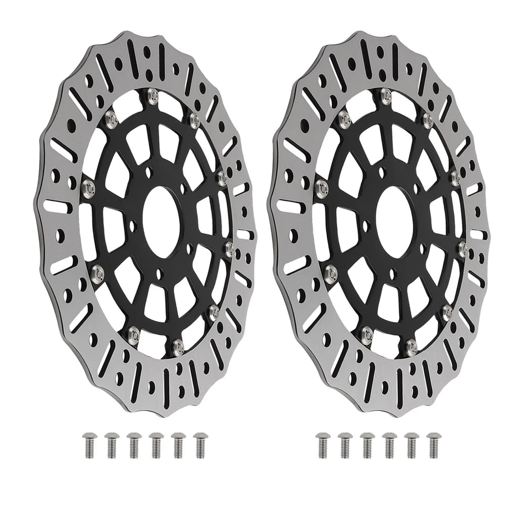 2X Black Front Rotor Disc for Harley-Davidson Road King (2008–2021) 299mm