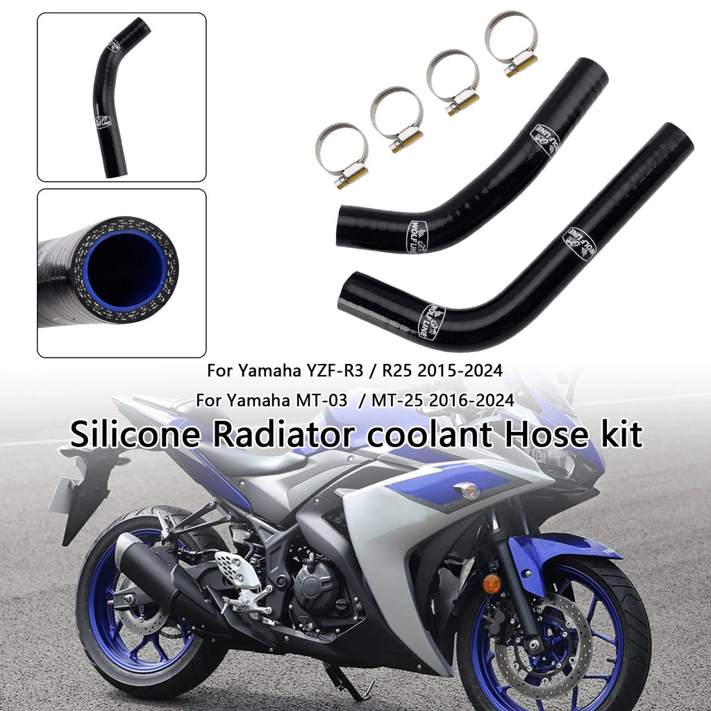 Silicone Radiator Coolant Hose for Yamaha MT-03 MT-25 YZF R3 R25 (2015–2024)