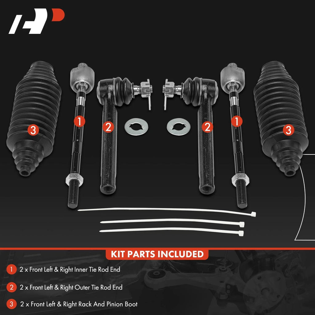 Set of 6 Tie Rod Ends for Nissan Murano (2005–2007)