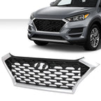 Front Bumper Upper Grille for Hyundai Tucson (2019–2021) with Silver Trim