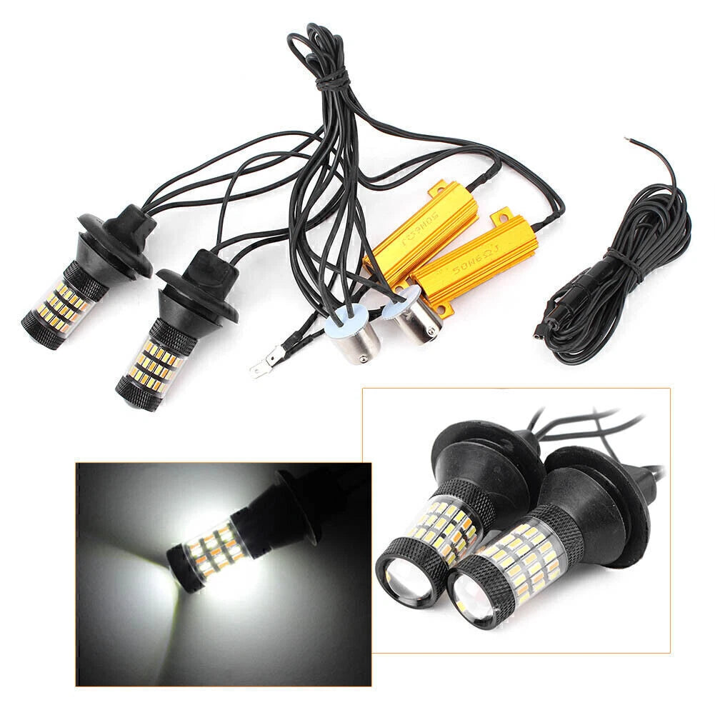 2pcs 1156 P21W Dual-Color Switchback LED Turn Signal Lamp Lights for