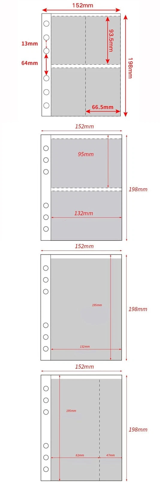 10pcs Standard A5 Binder Sleeves for Photo Album