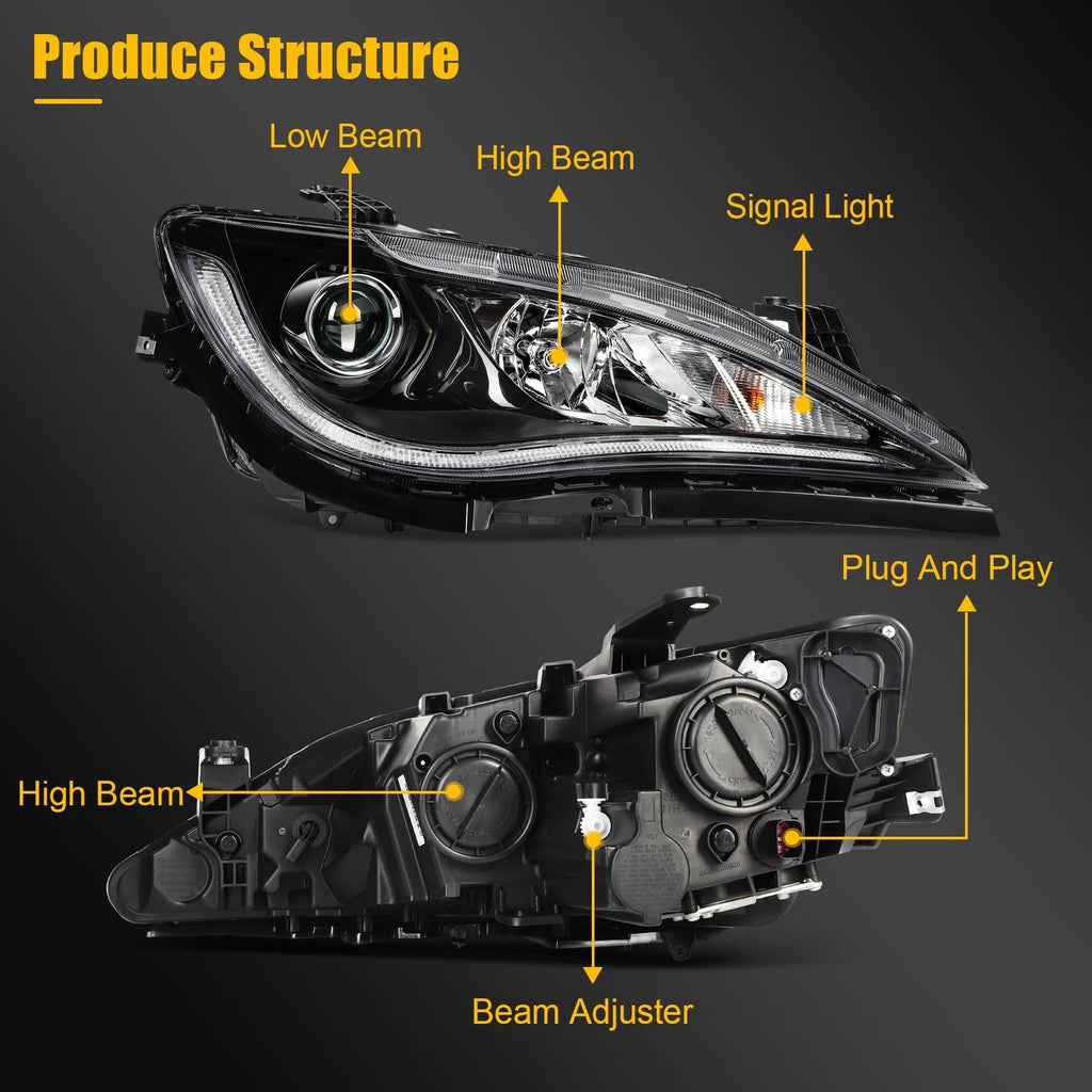 Right Side Halogen Quad Headlight for Chrysler Pacifica, Voyager (2017–2020)