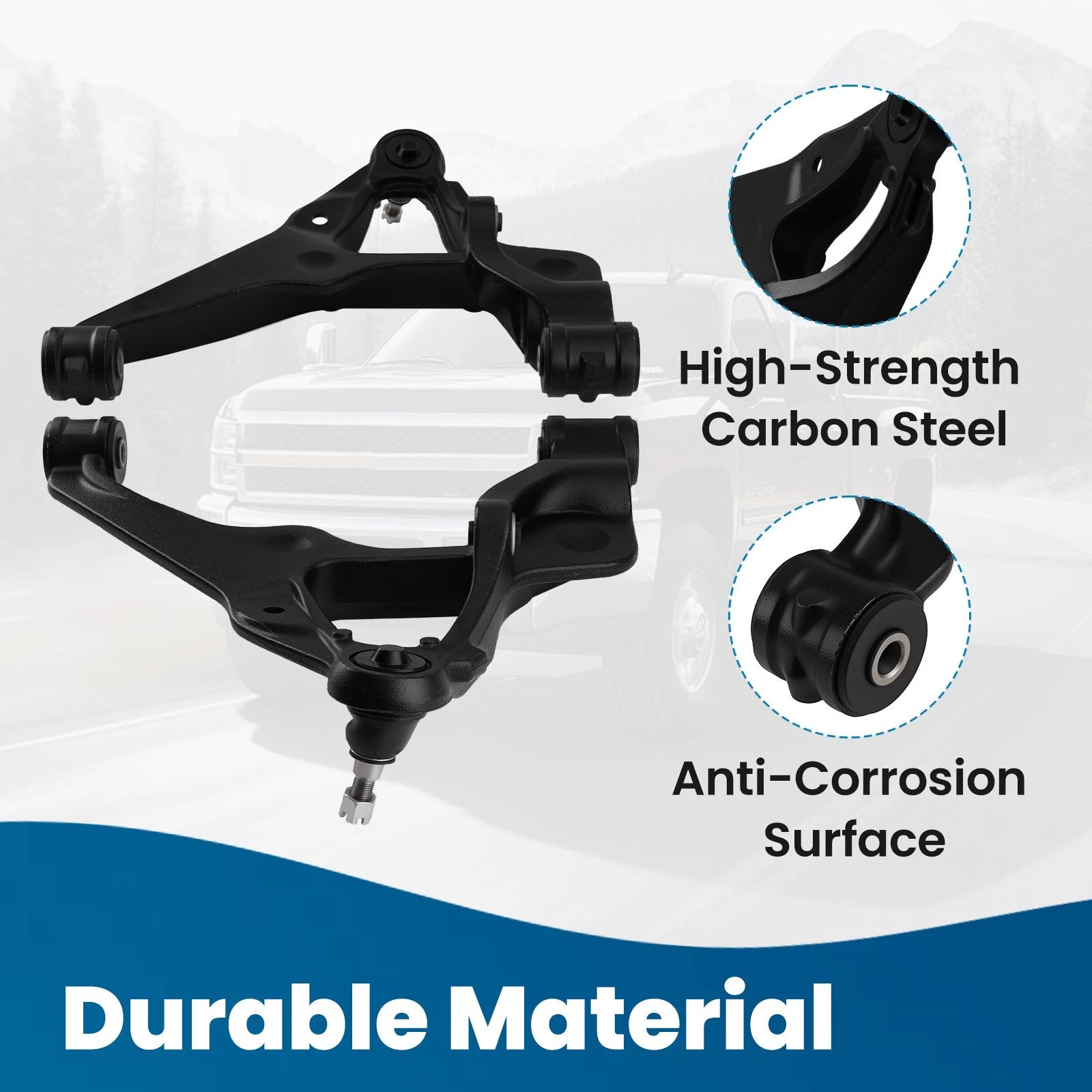 2X Front Lower Control Arms with Ball Joints for Silverado Sierra 2500 HD (2011-2019)